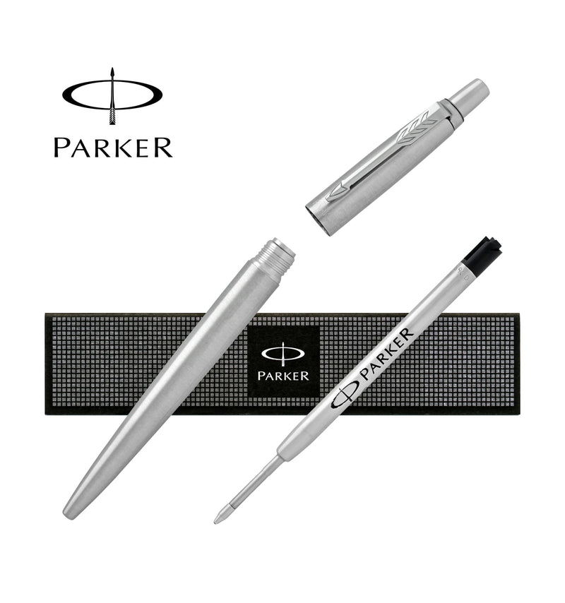 Parker Jotter Ballpoint Pen in Stainless Steel.